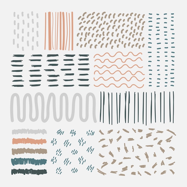 Hand drawn patterned design elements vector set Free Vector