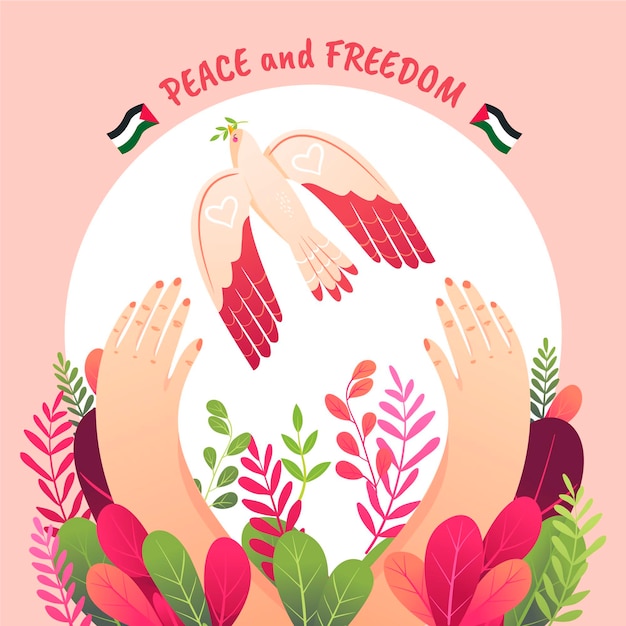 手描きの平和と自由のイラスト 無料のベクター