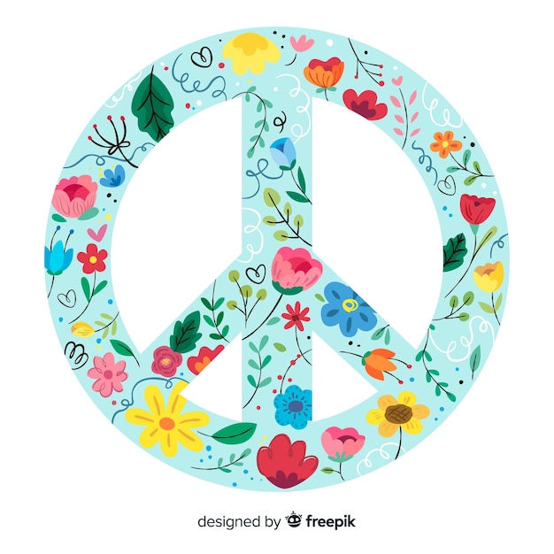 Hand drawn peace sign background | Free Vector