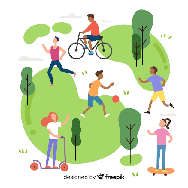 Free Vector | Hand drawn people in the park collection