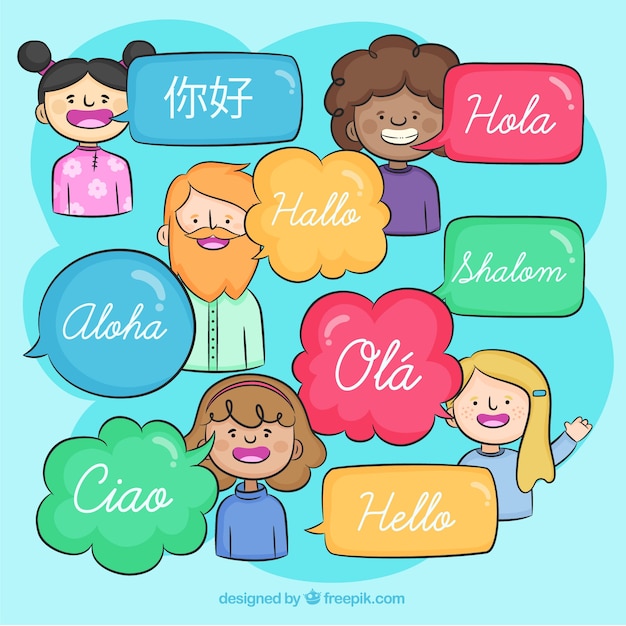 Hand drawn people speaking different languages Vector | Free Download