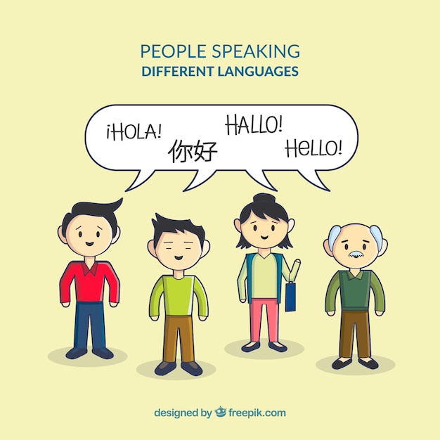 Hand drawn people speaking different languages | Free Vector