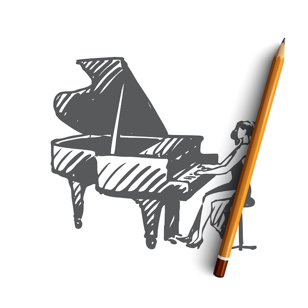 Premium Vector | Hand Drawn Piano Musician