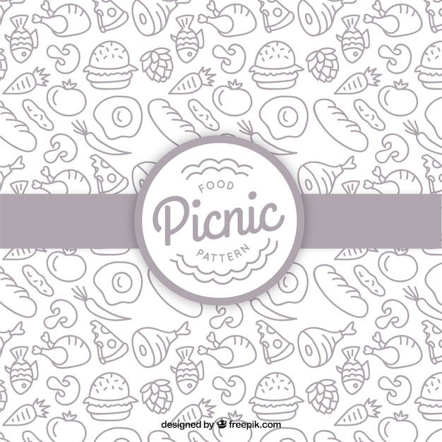 Hand drawn picnic food pattern