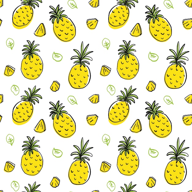 Premium Vector Hand Drawn Pineapple Seamless Pattern 5457