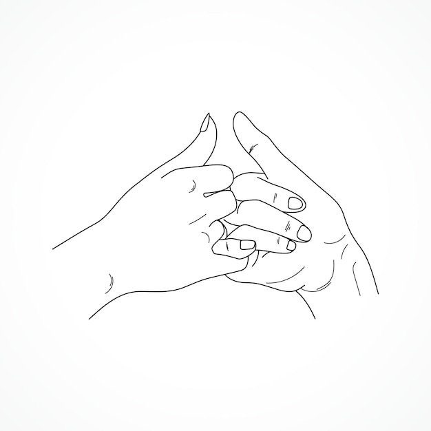 Premium Vector Hand Drawn Pinky Promise Concept Line Art 