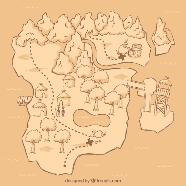 Premium Vector Hand Drawn Pirate Treasure Map