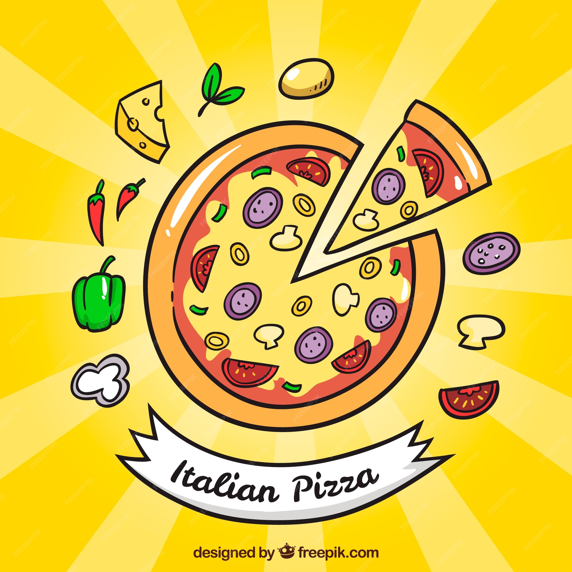 Free Vector | Hand drawn pizza background