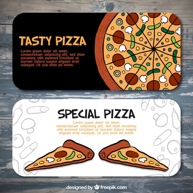 Hand drawn pizza banners