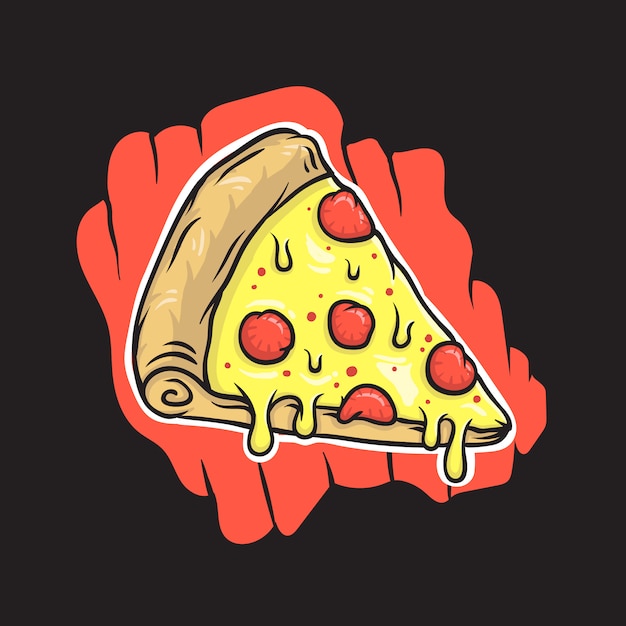 Premium Vector Hand drawn pizza cartoon illustration on black background