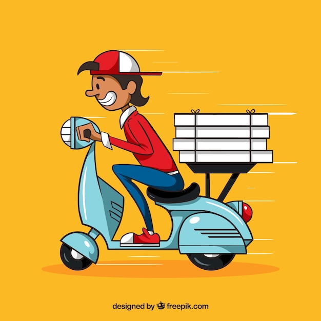 Free Vector | Hand drawn pizza delivery man