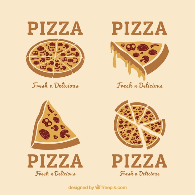 Hand drawn pizza logos