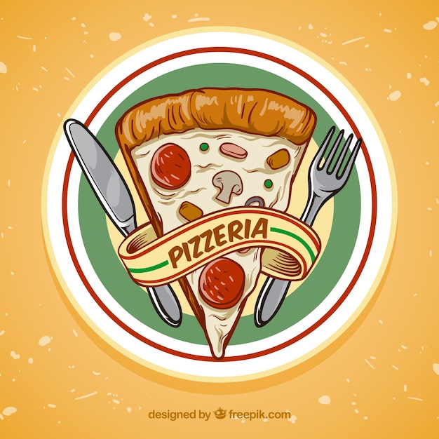 Download Vector Hand Drawn Pizza Slice Background Vectorpicker