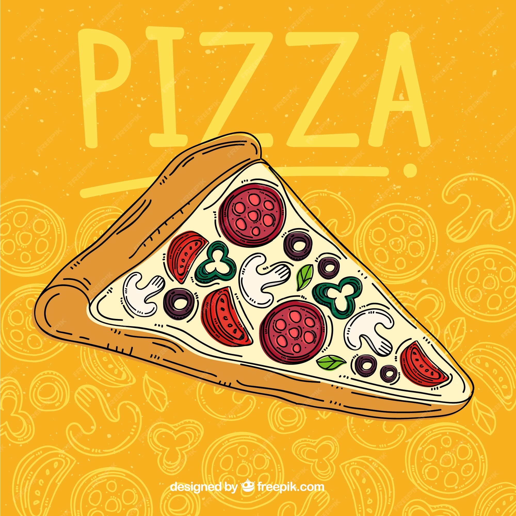 Premium Vector | Hand-drawn pizza slice background