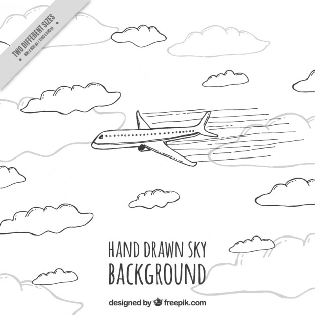 Free Vector Hand Drawn Plane Flying Background