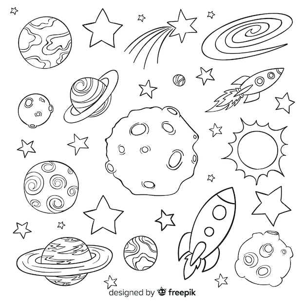 Free Vector | Hand drawn planet collection in doodle style