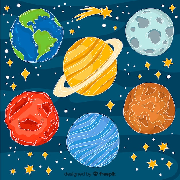 Free Vector | Hand drawn planet collection in doodle style