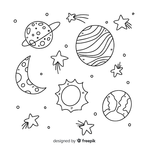 Hand drawn planet collection Vector | Free Download