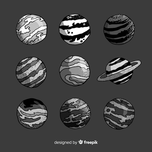 Hand drawn planets collection Vector | Free Download