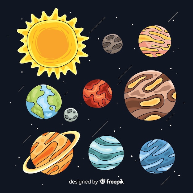 Free Vector | Hand drawn planets set