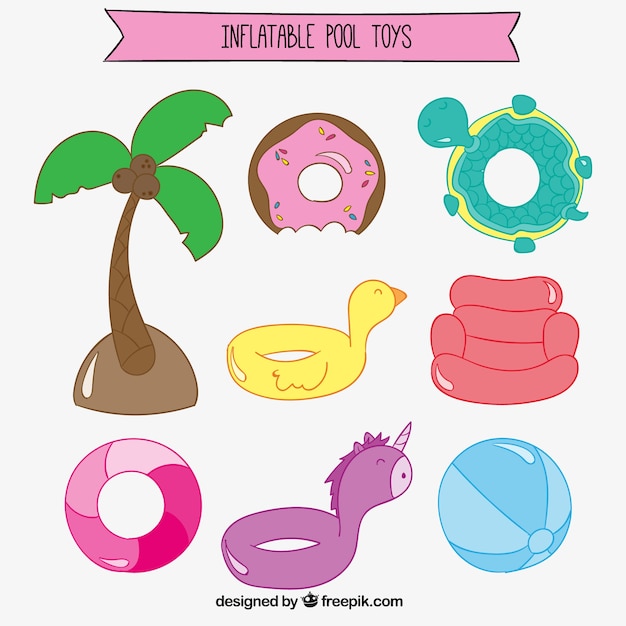Hand drawn pool floats set Vector Free Download