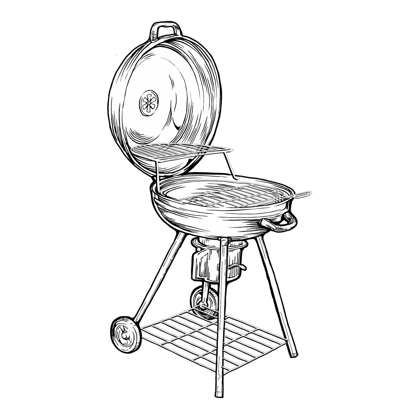 Premium Vector | Hand drawn portable charcoal grill