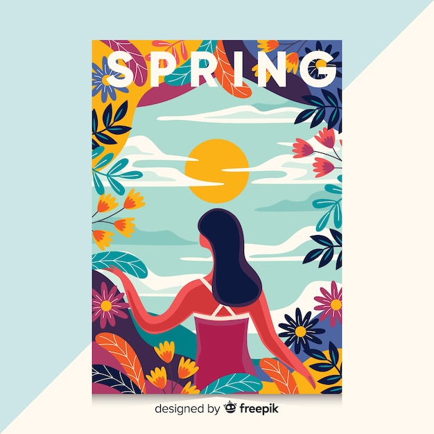 Free Vector Hand Drawn Poster With Spring Illustration