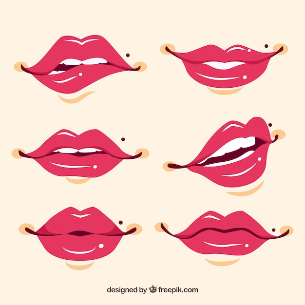 Free Vector Hand Drawn Pretty Lips Set