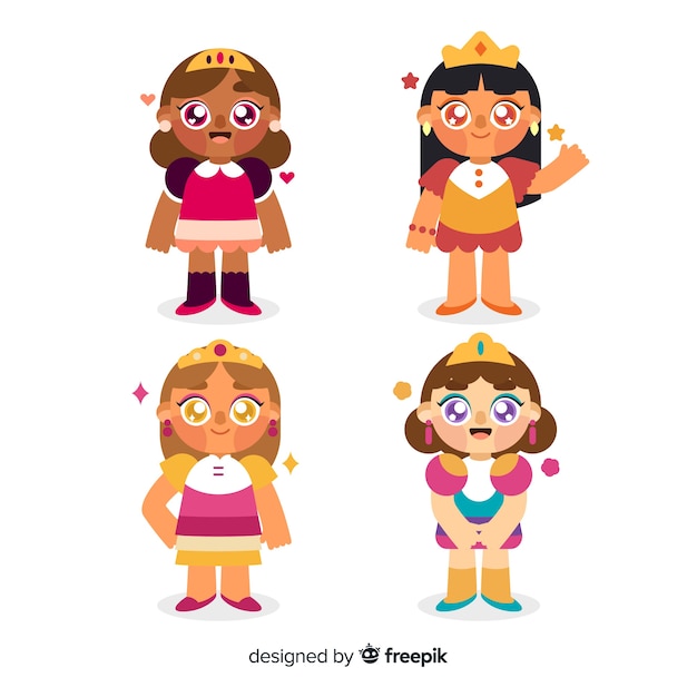 Download Hand drawn princess collection | Free Vector