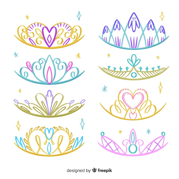 Download Free Vector | Hand drawn princess tiara pack