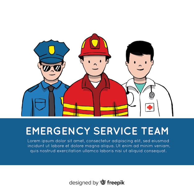 Hand drawn professional emergency team Free Vector