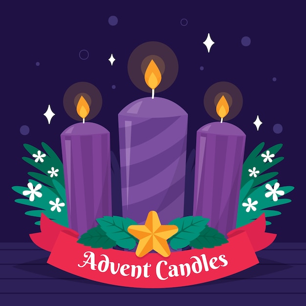 Premium Vector | Hand drawn purple advent candles illustrated