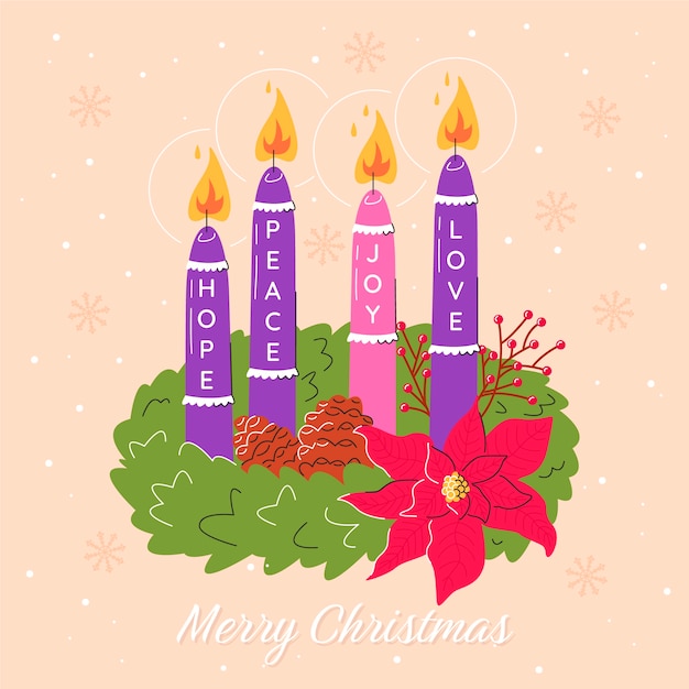 Premium Vector | Hand drawn purple advent candles illustration