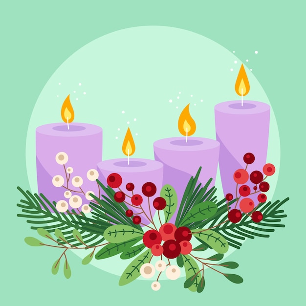 Free Vector Hand drawn purple advent candles illustration