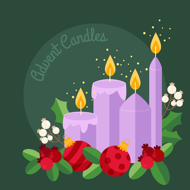 Free Vector Hand Drawn Purple Candles Advent Background