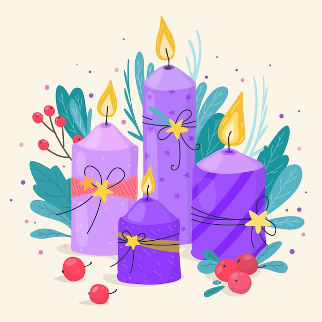 Premium Vector | Hand drawn purple candles illustration