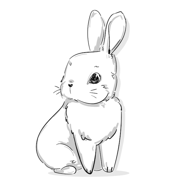 手描きのウサギ かわいいバニー ウサギのイラスト プレミアムベクター