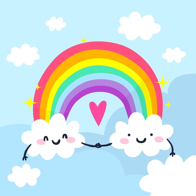 Download Hand drawn rainbow concept | Free Vector