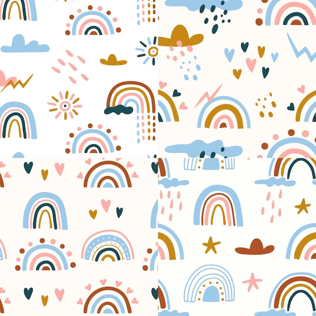 Download Free Vector | Hand drawn rainbow pattern design