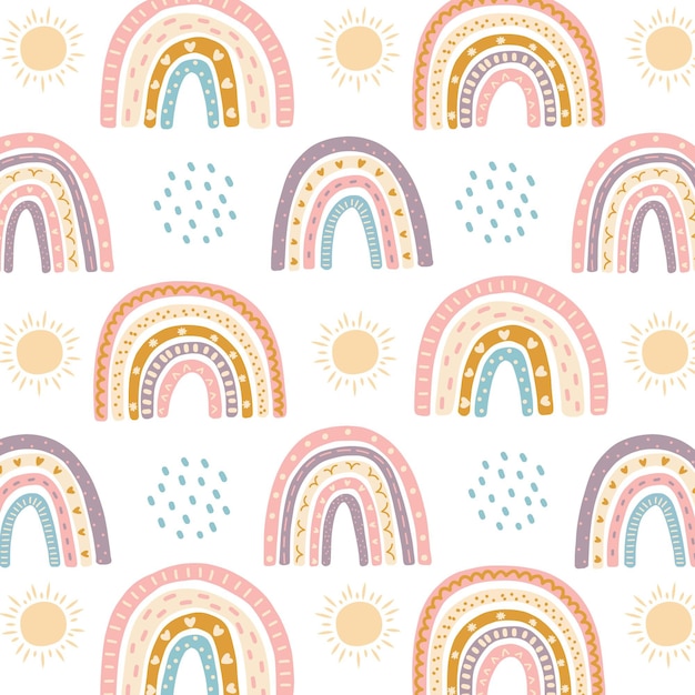 Download Free Vector | Hand drawn rainbow pattern design