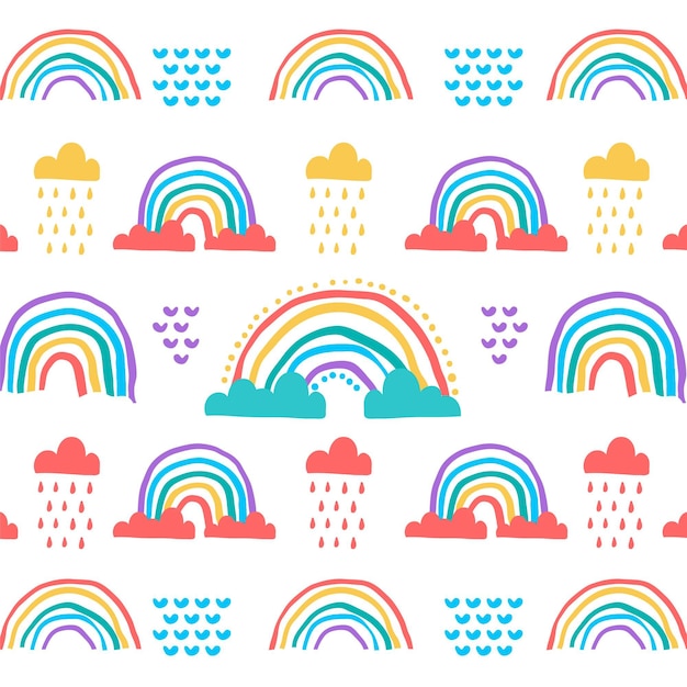 Download Free Vector | Hand drawn rainbow pattern