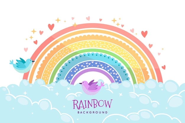 Download Hand-drawn rainbow theme | Free Vector