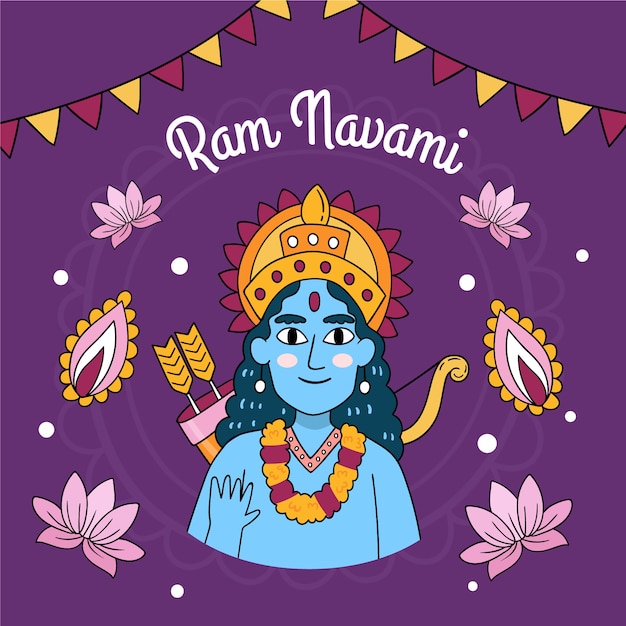 Free Vector Hand Drawn Ram Navami Concept