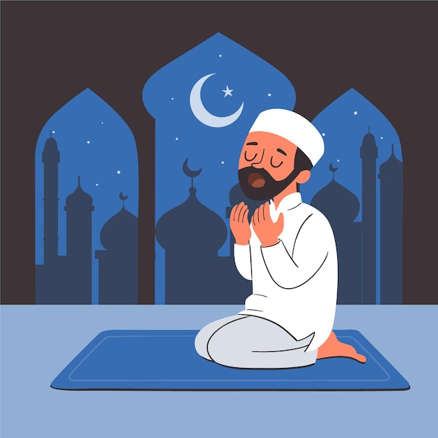 Free Vector | Hand drawn ramadan illustration with person praying