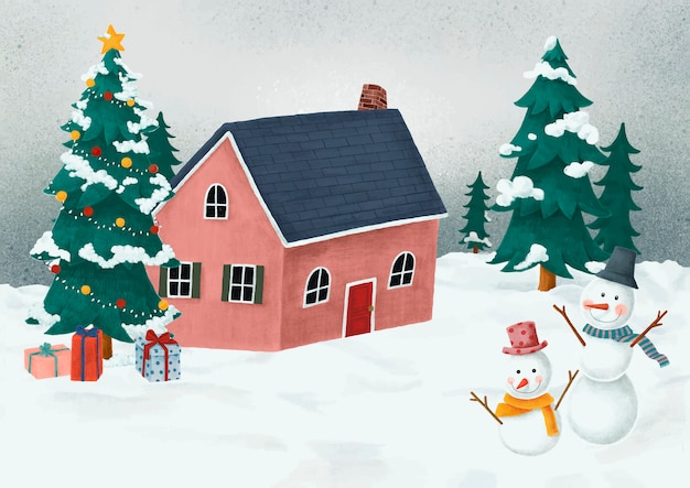 Hand-drawn red house Free Vector