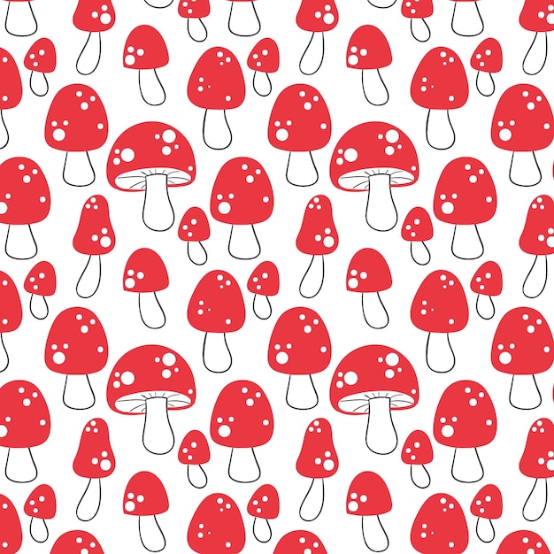 Free Vector | Hand drawn red mushroom pattern