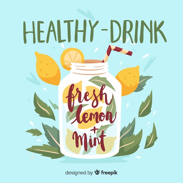 Download Hand drawn refreshing summer drink Vector | Free Download