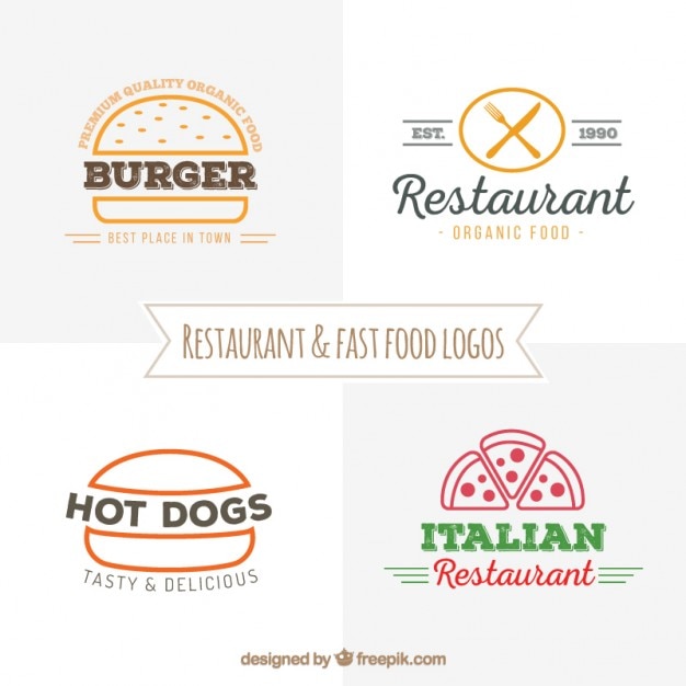 Download Free Hand Drawn Restaurant And Fast Food Logos Premium Vector Use our free logo maker to create a logo and build your brand. Put your logo on business cards, promotional products, or your website for brand visibility.