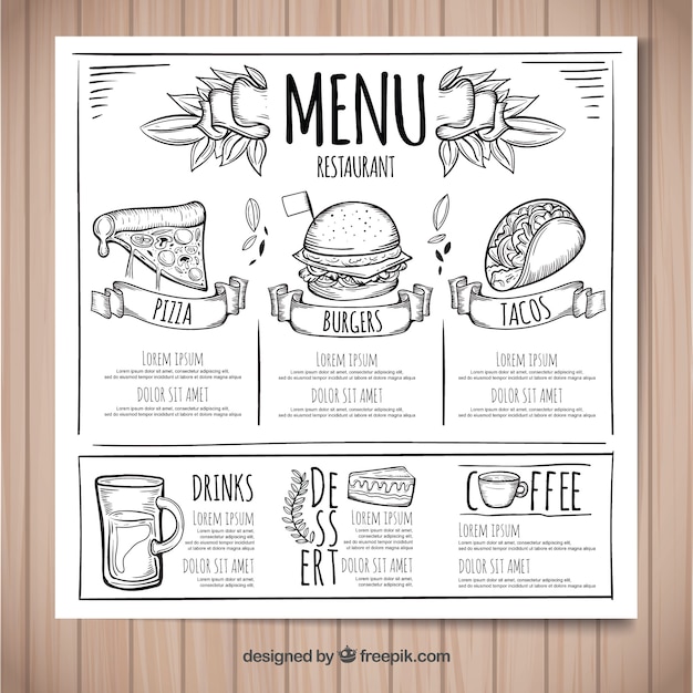 Free Vector Hand drawn restaurant menu template