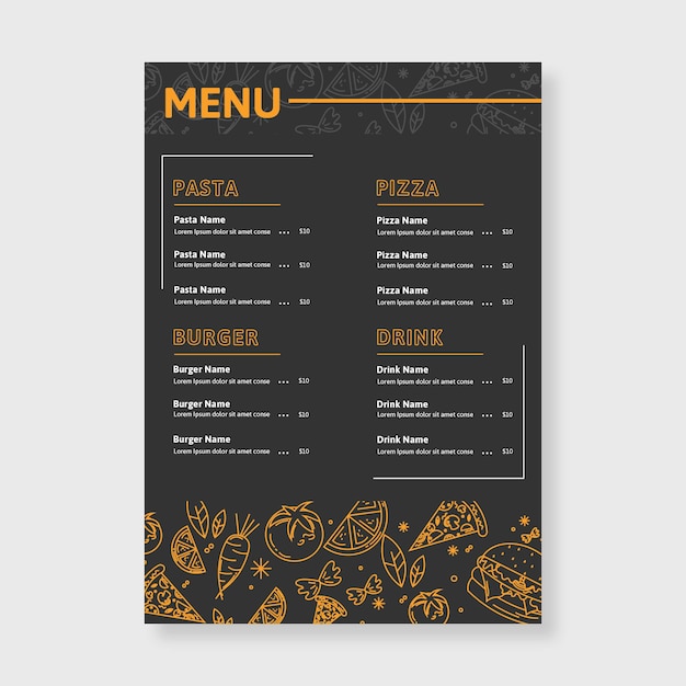 Premium Vector | Hand drawn restaurant menu template